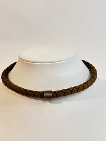 Vintage leather tiney choker Necklace 15"