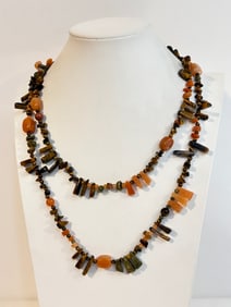Vintage high quality Multi  Gem Stone Necklace 40"