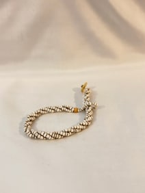 Vintage white bead twist Bracelet 8"