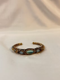 Liztech Gold Tone Handmade Wire Wrapped Cuff Bracelet 7"