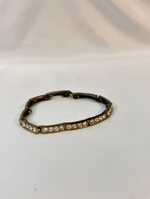 Vintage silver tone old rhinestone Bracelet 7"
