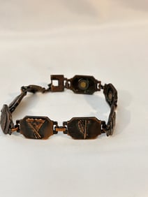 Vintage Brass indian Navajo Bracelet 8"