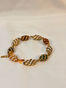 Camrose Kross Signed JBK Jackie Kennedy Royal Crystal Egg Bracelet 8"