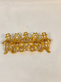 Vintage Goldtone A.J.C Family Brooch