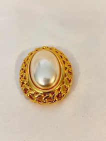 Vintage Gold tone Napier Pearl Brooch
