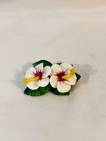 Vintage Bone China white flowers Brooch