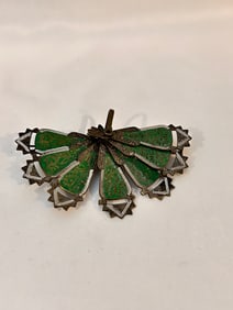 Vintage green enamel Spain Brooch