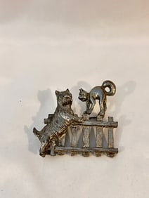 Vintage Cat & Dog Brooch