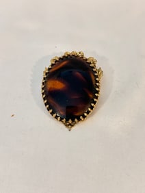 Vintage Gold tone glass Brooch