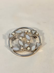Vintage CC Mother of pearl Brooch