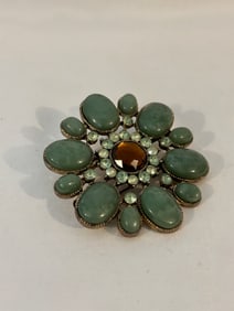 Vintage green stone hair clip & Brooch