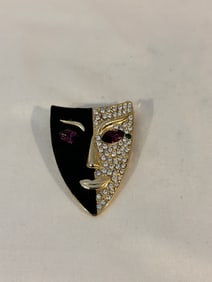 Vintage two tone mask Brooch