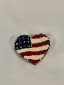Vintage american flag heart Brooch