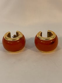 Vintage Goldtone Pierced acrylic Earrings