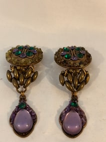 Vintage old brass 1900s dangle clipon Earrings