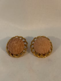 Vintage Goldtone cork Clipon Earrings