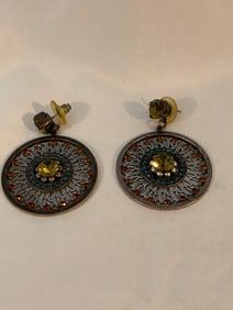 Vintage Rhinestone filigree dangle Earrings