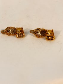 Vintage Goldtone Cat Avon Pierced Earrings