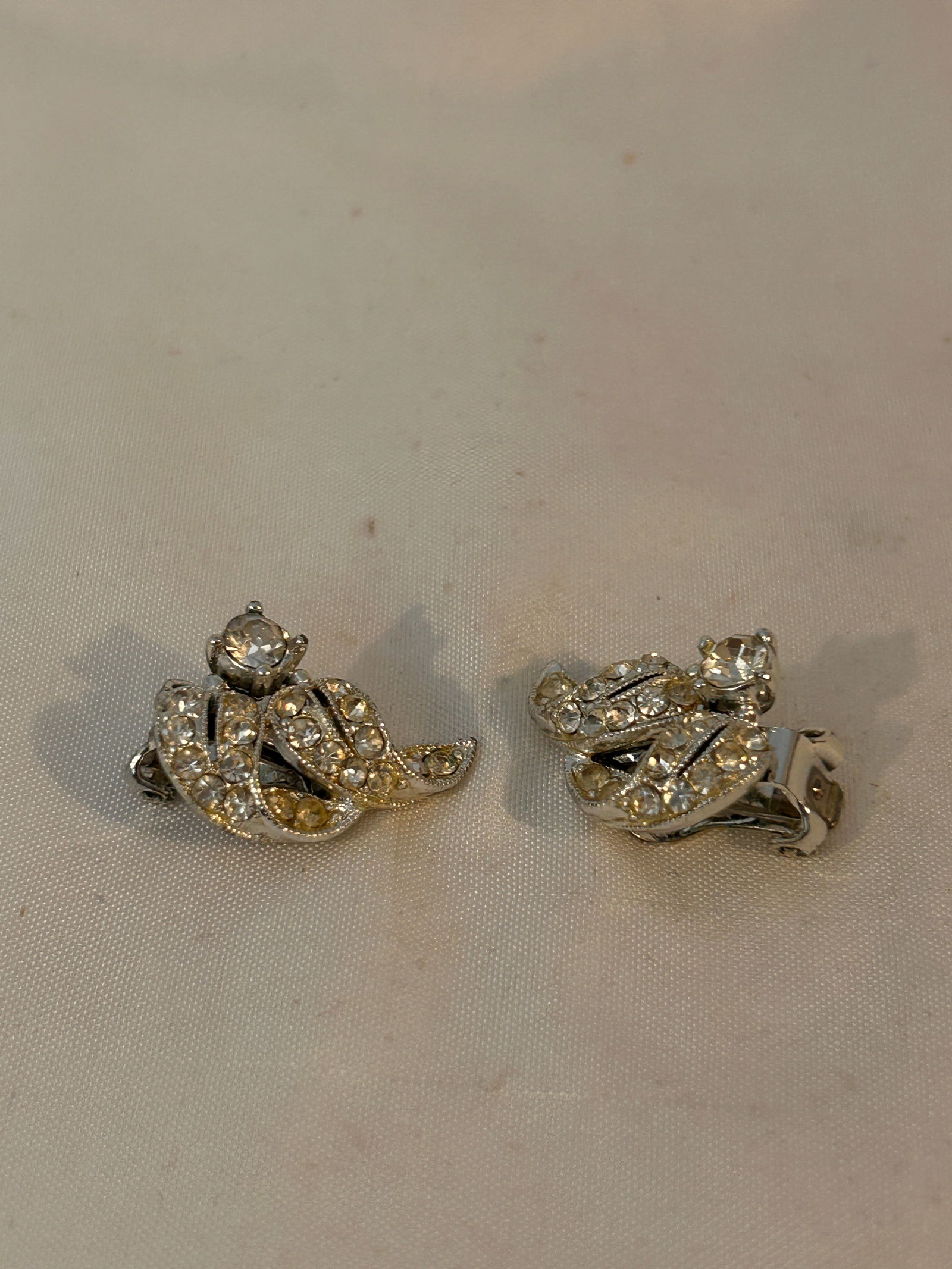 Vintage Bogoff Silvertone Rhinestone Earrings (1 of 3)