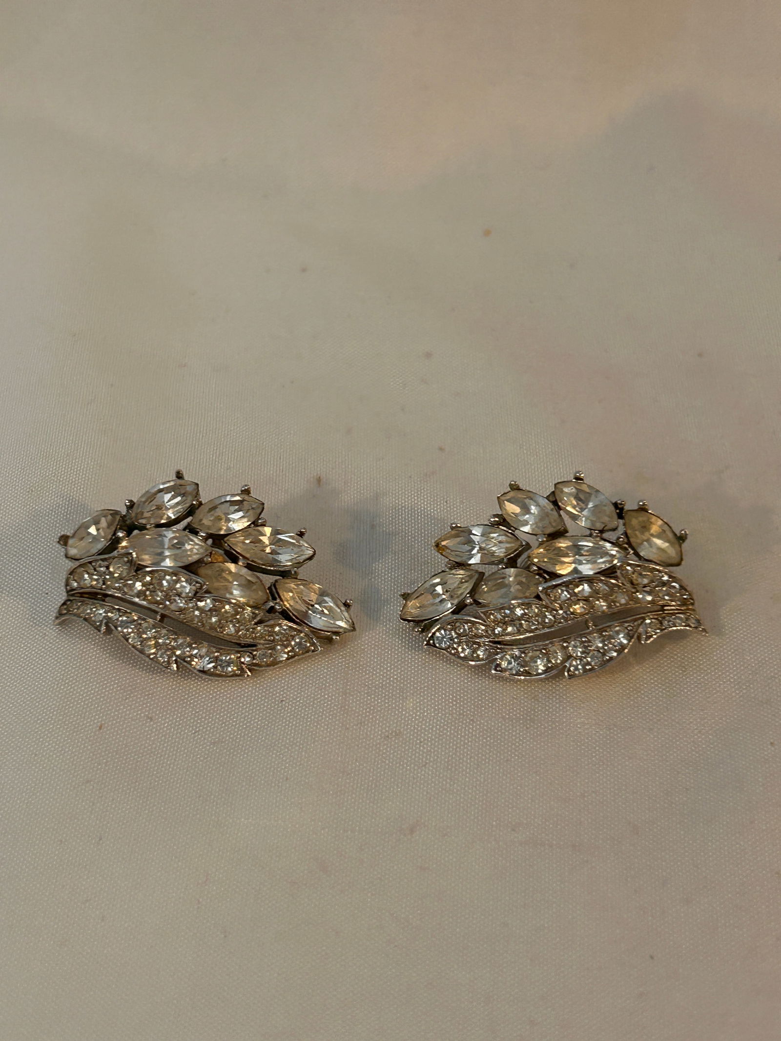 Vintage Trifari Silvertone Rhinestone Earrings (1 of 3)