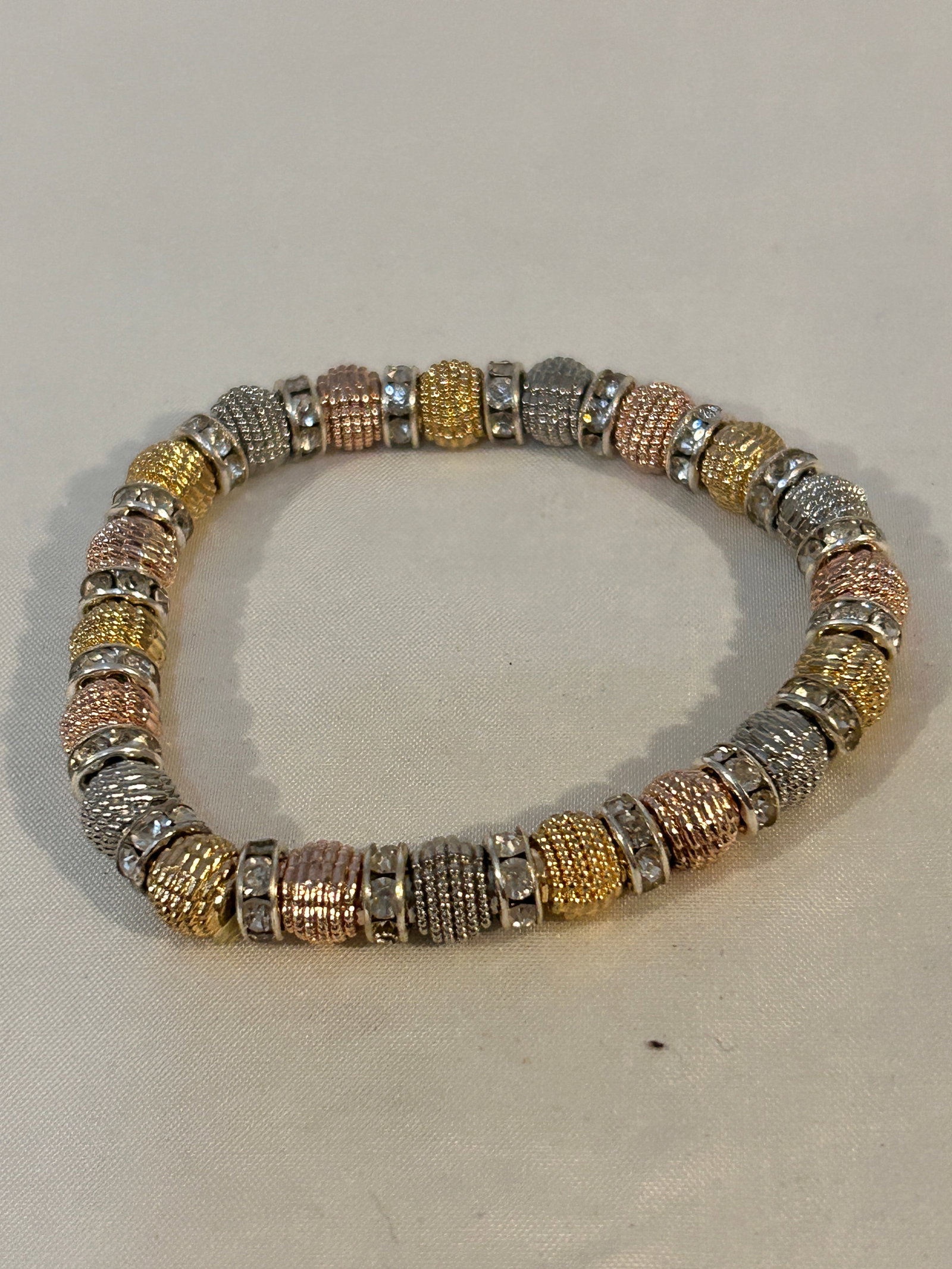 Vintage gold & silver tone rhinestone stretch Bracelet 8" (1 of 3)