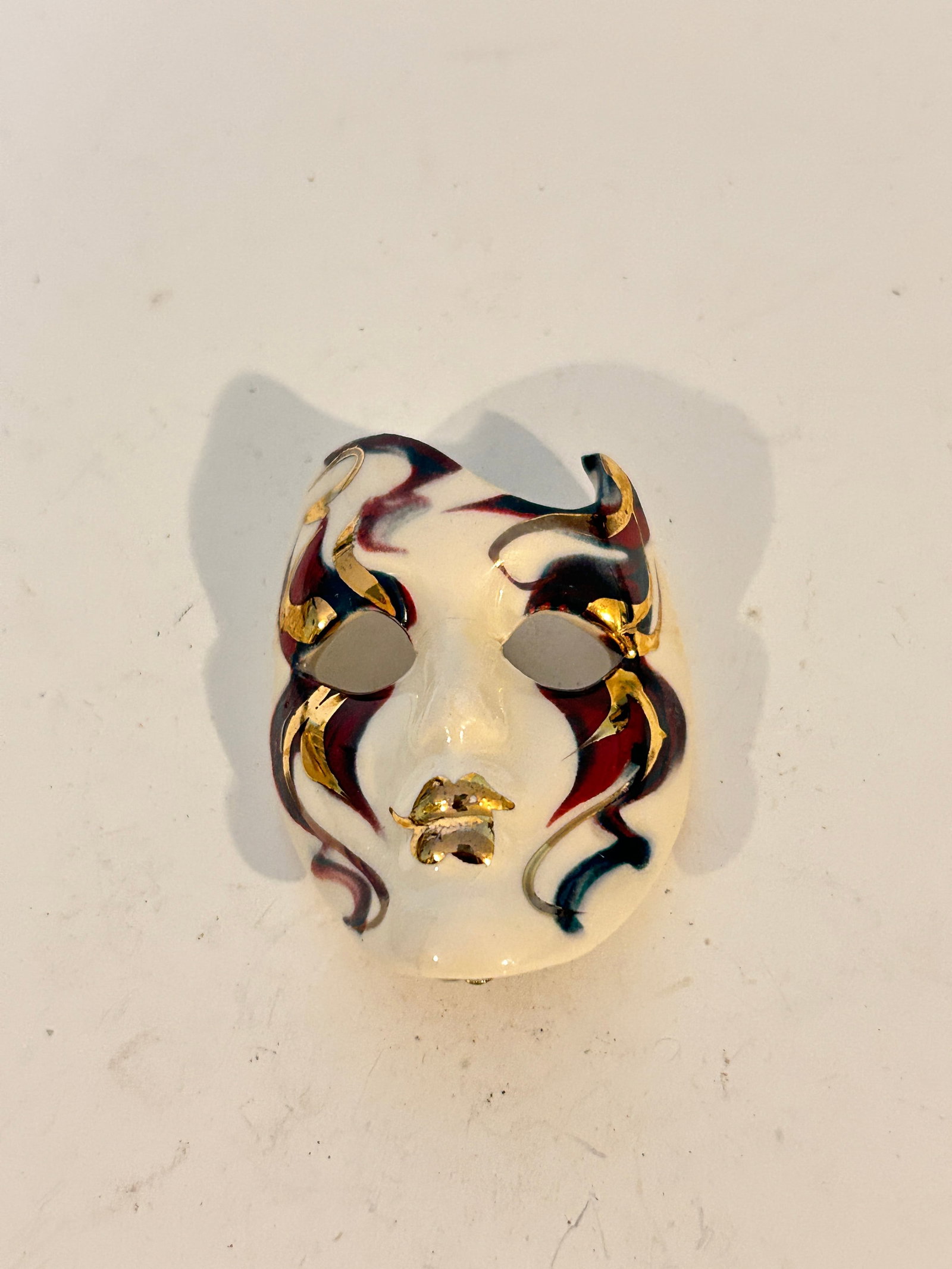 Vintage signed ceramic lady mask Brooch (1 of 4)