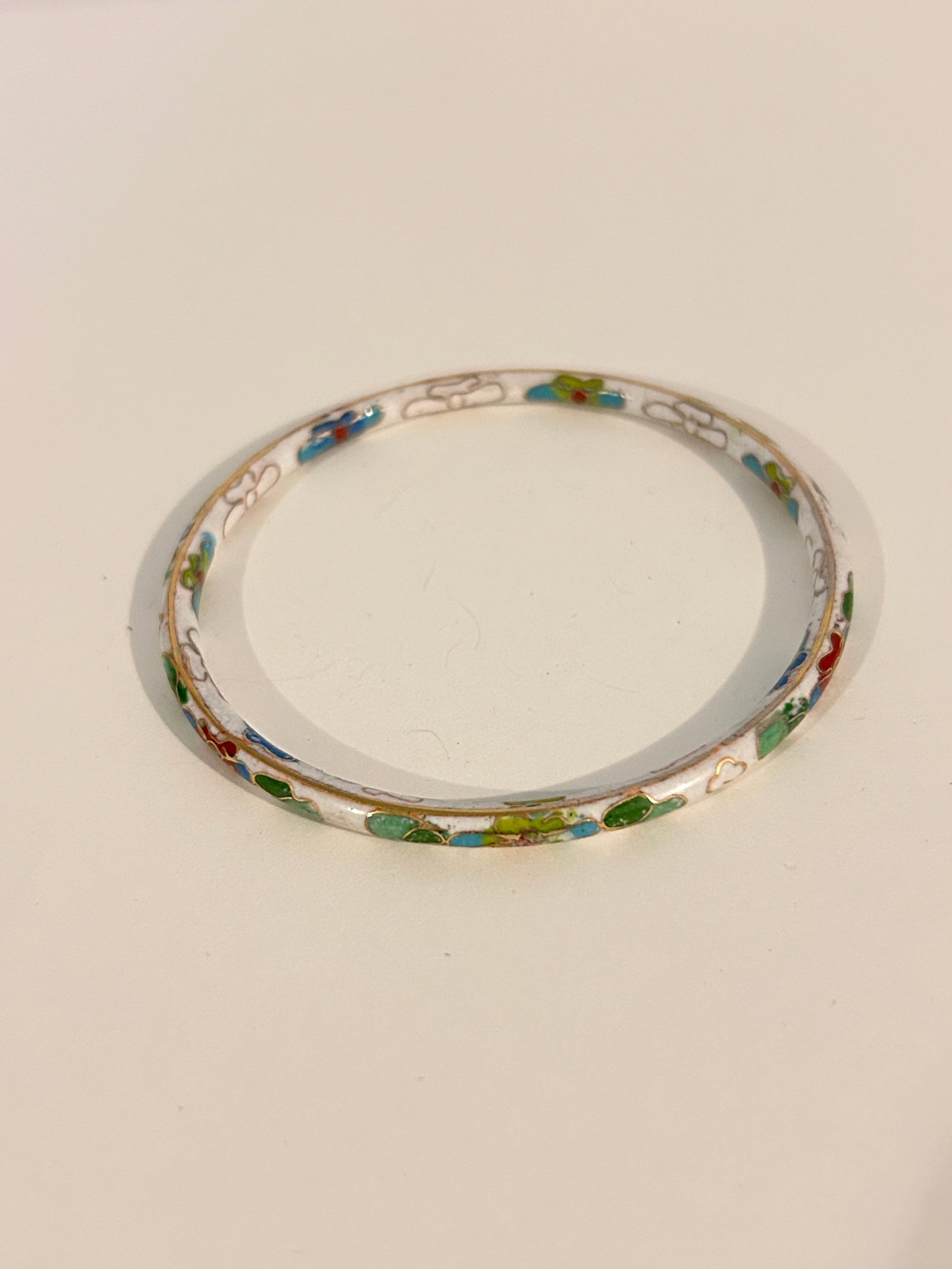 Vintage Cloisonne Bangle Bracelet Enamel 7" (1 of 4)