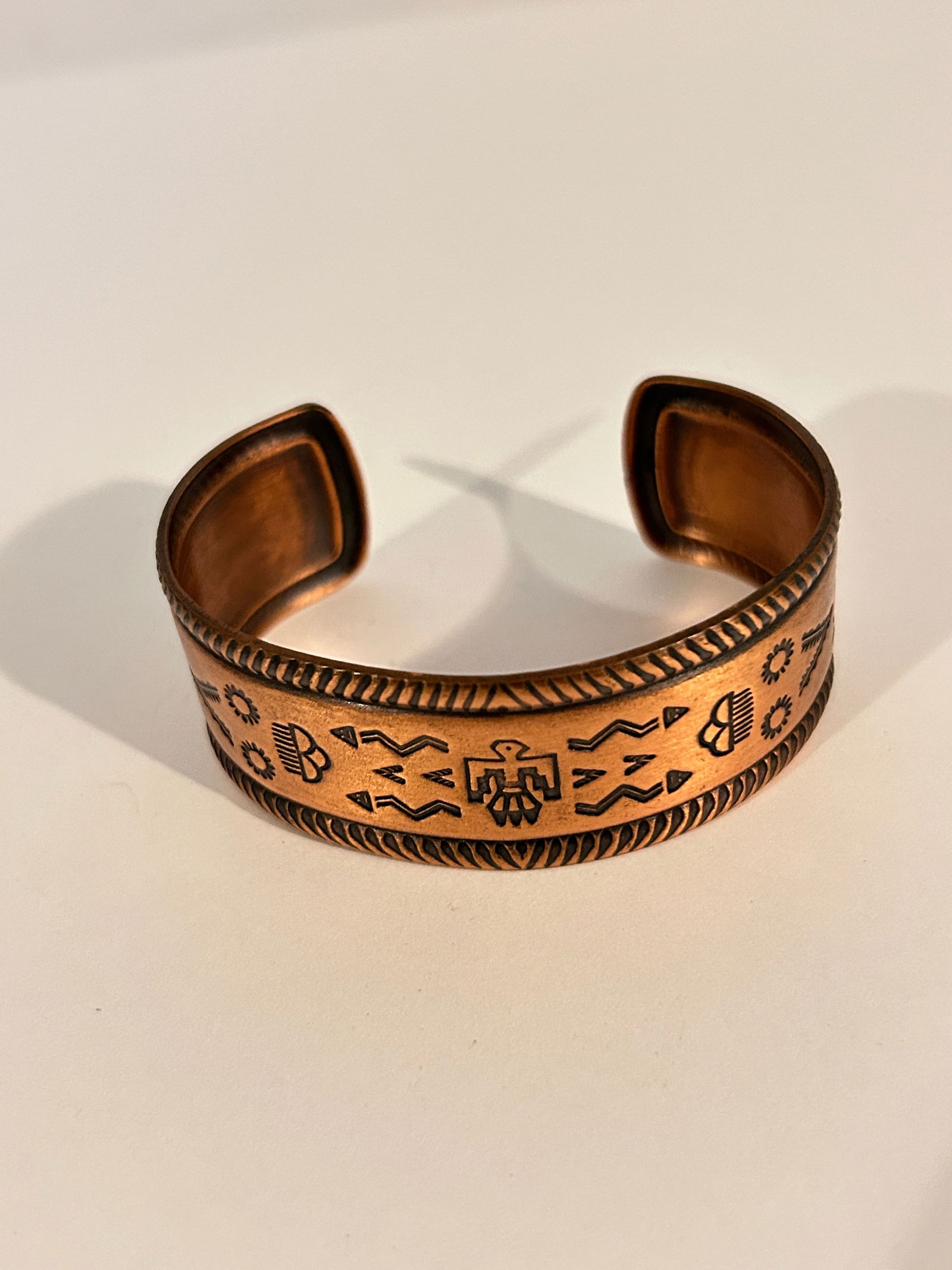 Vintage Solid Copper indian cuff Bracelet 6" (1 of 4)
