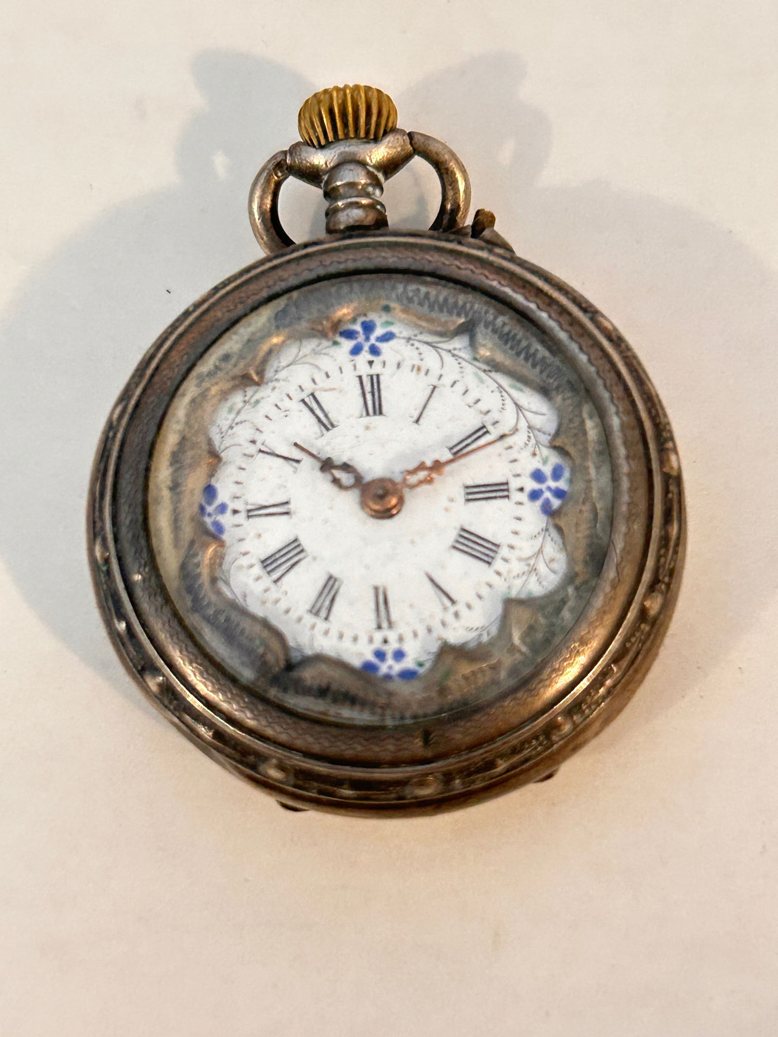 Pocket Watch 800 Silver Remontoir Cylindre 6 Rubies worrking floral (1 of 3)