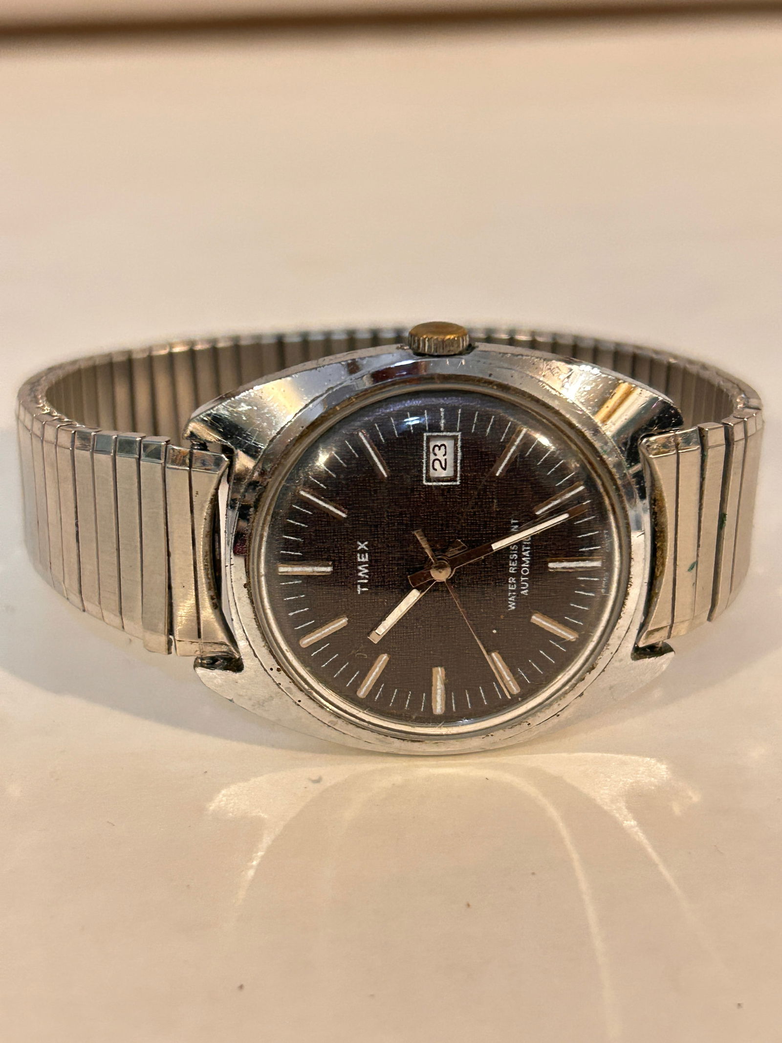 Timex Viscount Black Dial Mens working Watch 1970s Vintage Automatic Wristwatch (1 of 4)