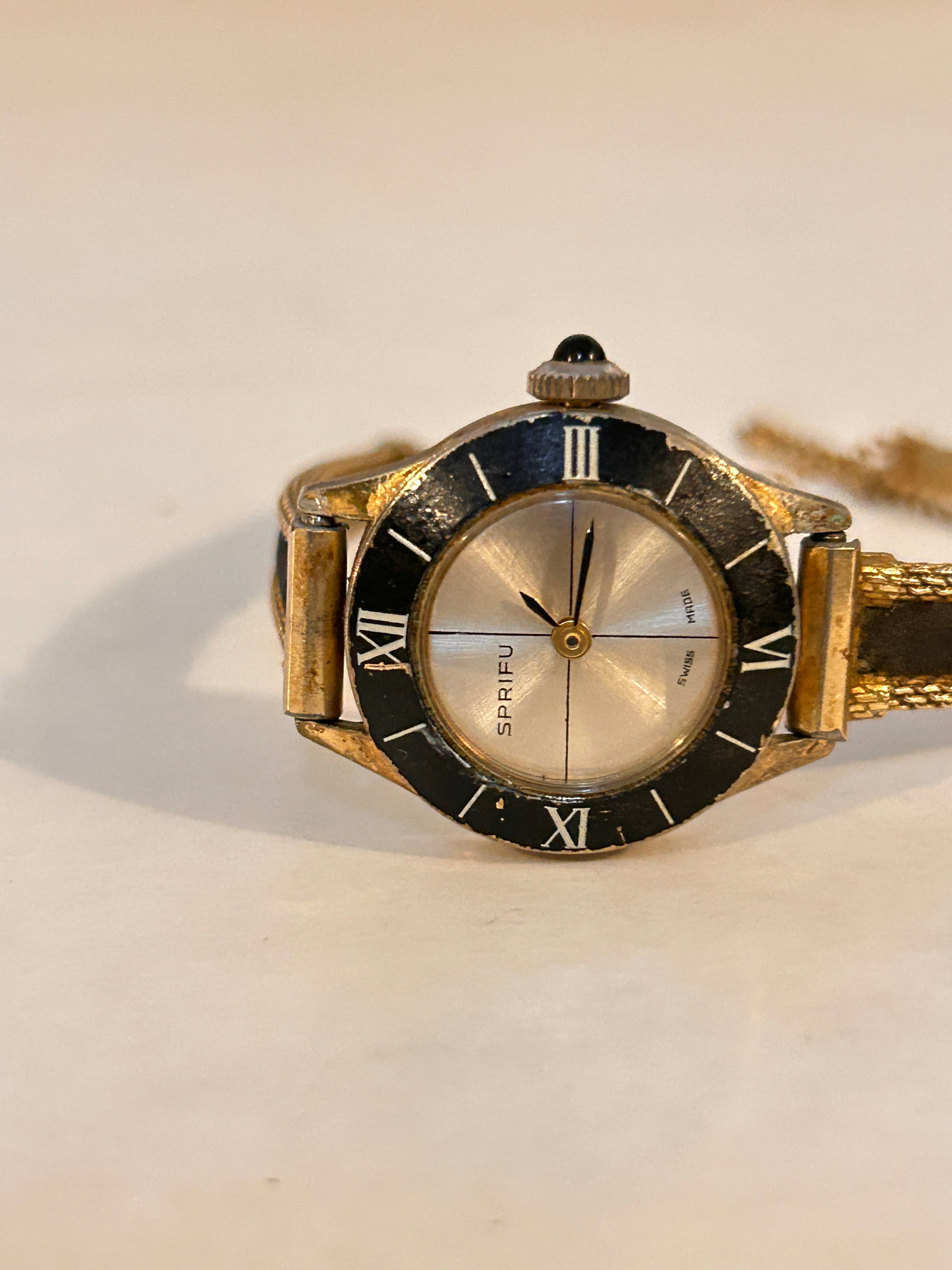 Vintage Sprifu Black Enameled Aluminum Case working Watch (1 of 4)