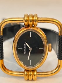 Vintage Caravelle black dial Hand Wind Mech Watch Runs