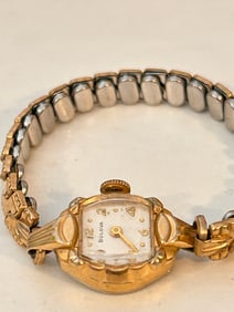 Vintage Bulova 17 Jewels Ladies working Watch 10k White RGP L5
