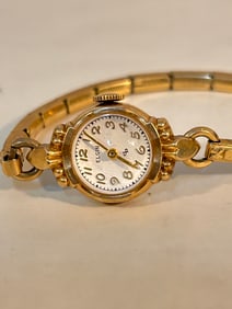 Vintage Elgin 10k Working Gold RGP Ladies Watch with Vintage Stretch Band