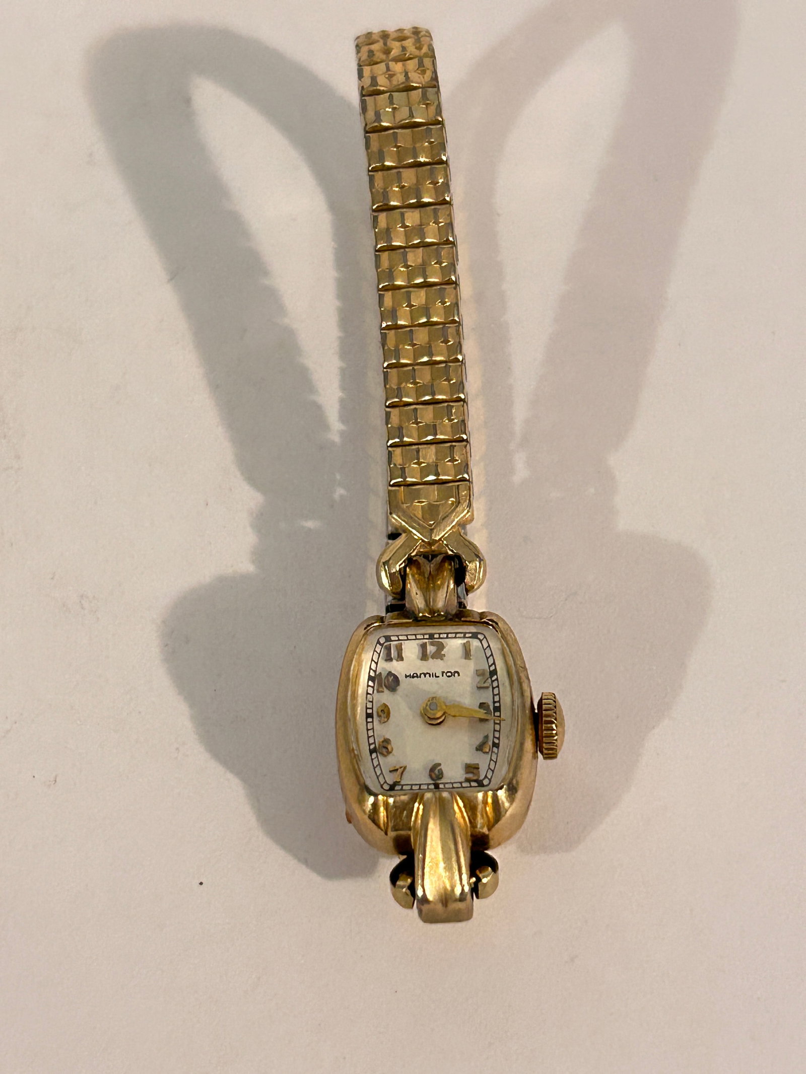 Vintage Hamilton 10K Gold-Filled Women's Watch w/ Flexible Band working: Vintage Hamilton 10K Gold-Filled Women's Watch w/ Flexible Band working Please view all photos as they are part of the description and condition of this Item, Feel free to contact me with questions or