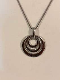Vintage Sterling Silver Han pendant Necklace 19"