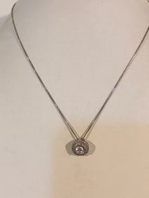 Vintage Sterling Silver Tourmaline pendant Necklace 16"