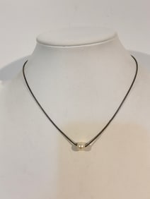 Vintage Sterling Silver pearl pendant Necklace 14"