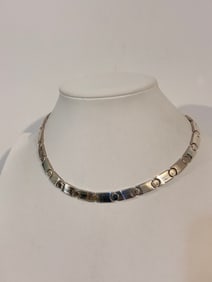 Vintage Sterling Silver Italy choker heavy 13" Necklace