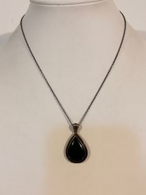Vintage Sterling Silver green Tourmaline Necklace 16"