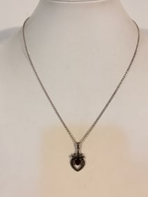 Vintage Sterling Silver Amethyst marcasite Necklace 18"