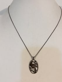 Vintage Sterling Silver Dove Pendant Necklace 18"