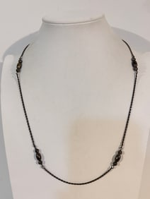 Vintage Sterling Silver Rope Bead chain Necklace 23"