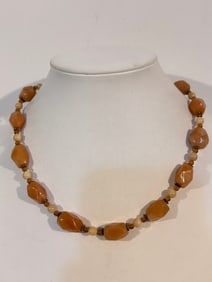 Vintage Sterling Silver Spinel beaded Swarovski Necklace 16"