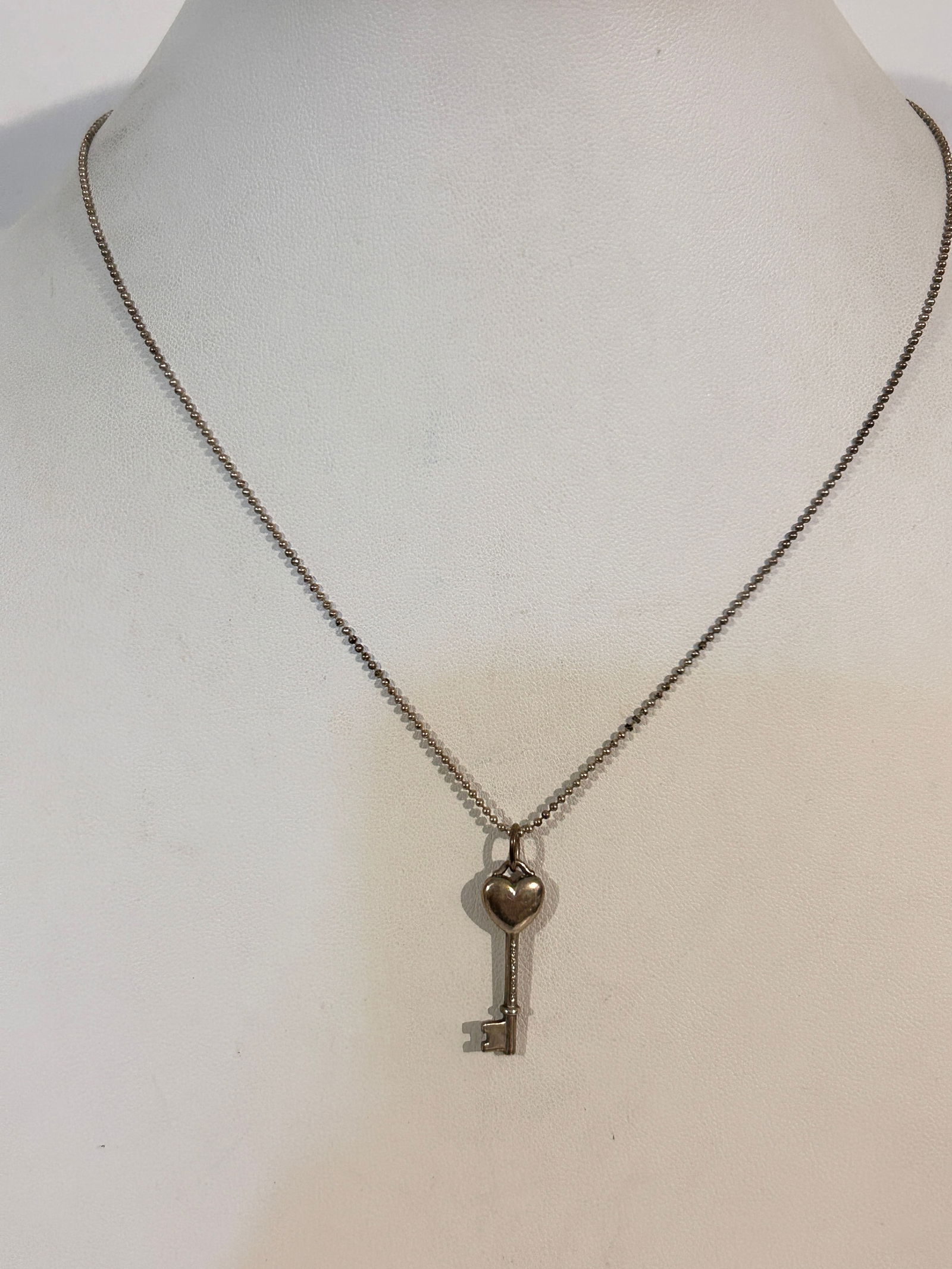 Tiffany & Co. Diamond Heart Key Pendant Sterling Silver (1 of 5)