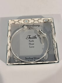 Extraordinary Life Sterling Silver Expandable Charm Bangle Bracelet