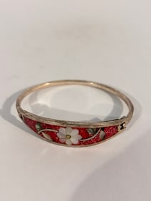 Vintage Alpaca Silver floral Bracelet 7"