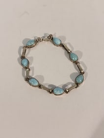 Vintage Sterling Silver Larimar Blue Bracelet 7"