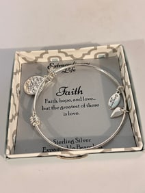 Extraordinary Life Sterling Silver Expandable Charm Bangle Bracelet