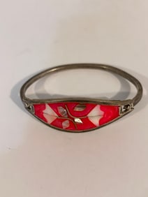 Vintage Alpaca Silver floral Bracelet 7"